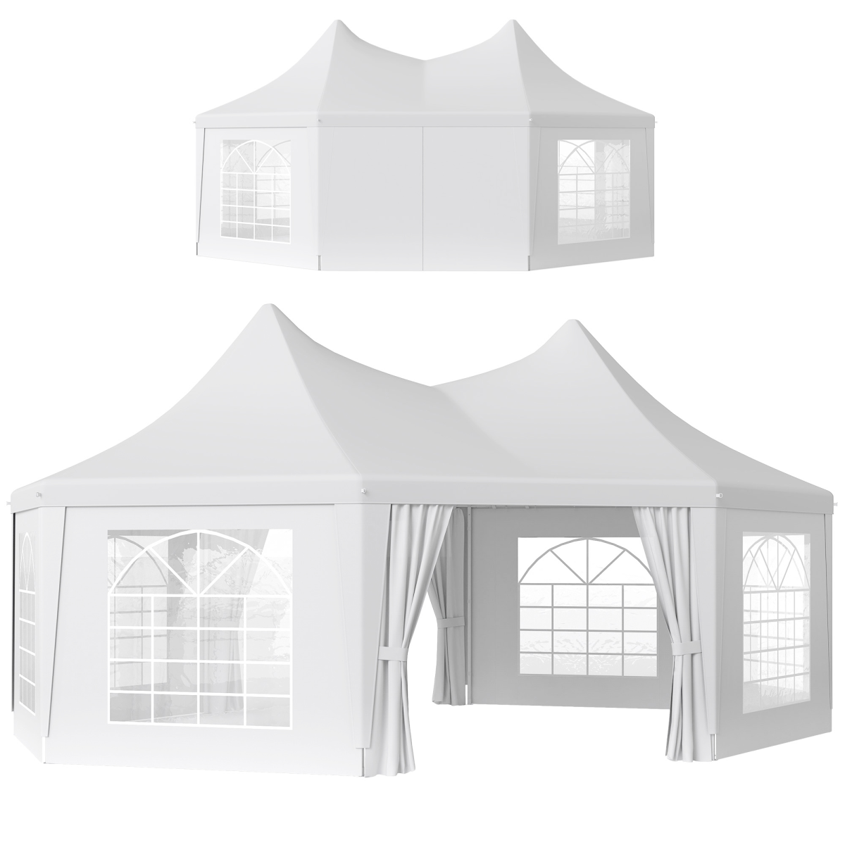 Outsunny 6.8 x 5m Garden Octagonal Gazebo Party Wedding Tent Heavy Duty Marquee