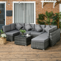 Outsunny 8 Pieces Patio Rattan Sofa Set Garden Furniture Set for Outdoor Grey
