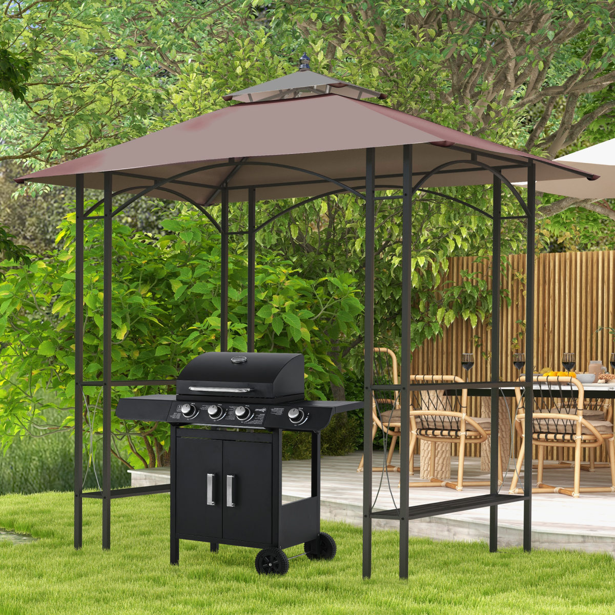2.5x1.5m BBQ Tent Canopy Patio Outdoor Awning Gazebo Party Sun Shelter