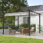Outsunny 3x3(m) Pergola Gazebo Sun Shade Shelter Aluminium Garden Canopy, Grey