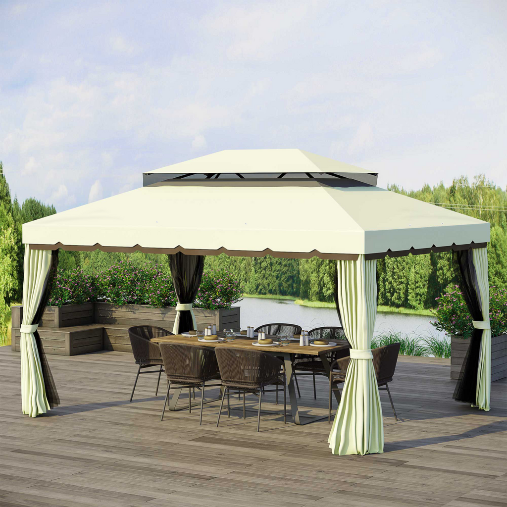 3m x 4m Vented Roof Aluminium Frame Gazebo Cream White