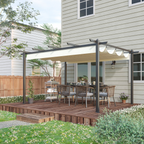 4 x 3m Aluminum Pergola Gazebo Retractable Roof CanopyCream White
