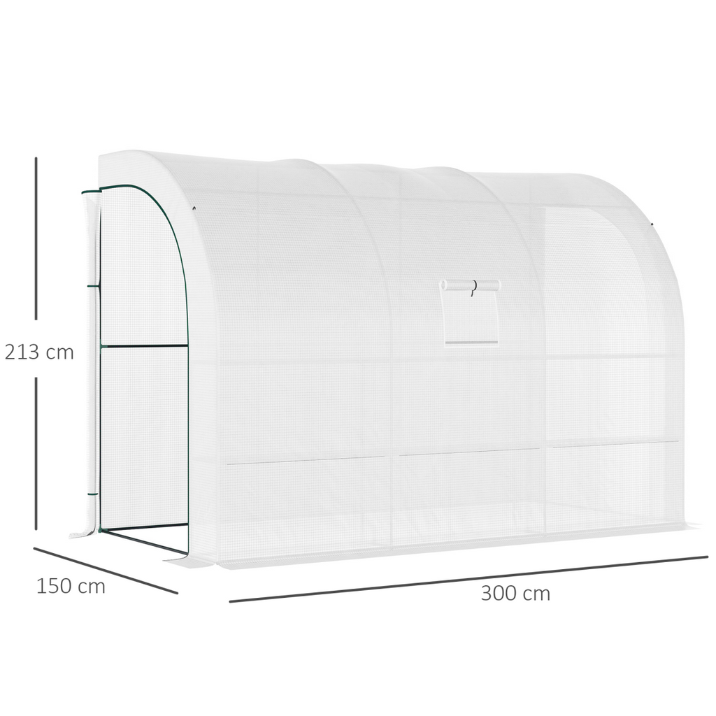 300 x 150 x 213 Plant Greenhouse Garden Nursery w/ Cover Window, White