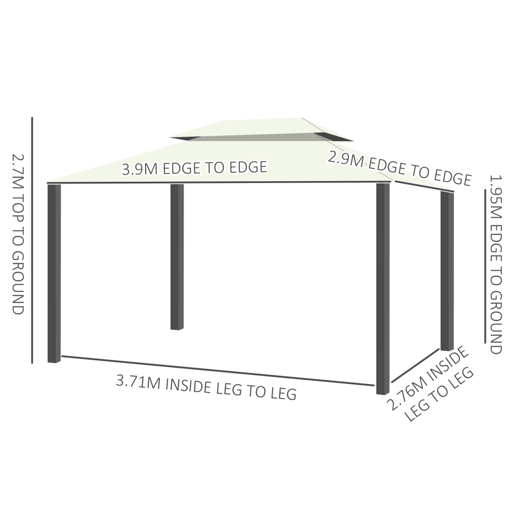 3m x 4m Vented Roof Aluminium Frame Gazebo Cream White