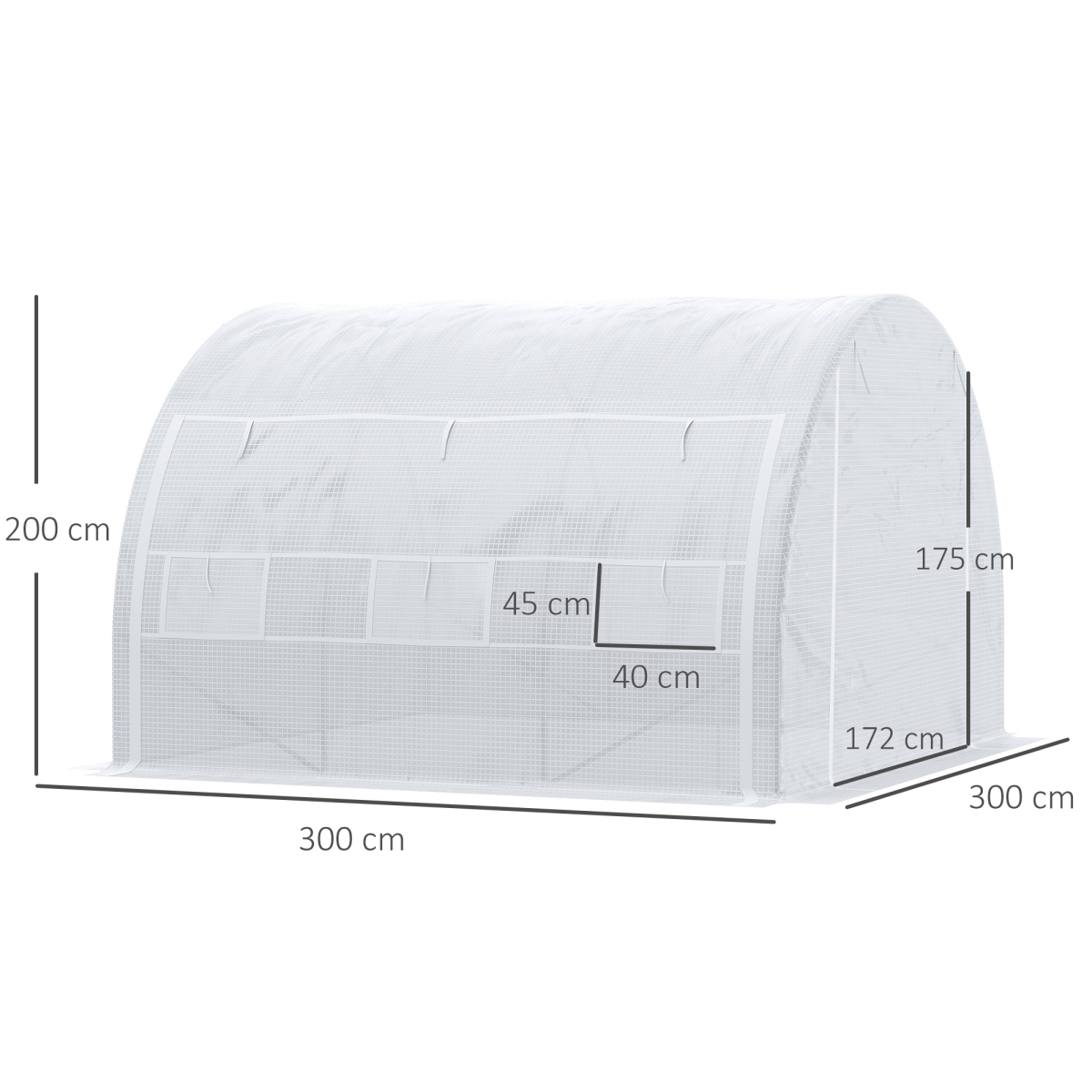 3 x 3 x 2 m Polytunnel Greenhouse Pollytunnel Tent w/ Steel Frame White