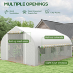 4 x 3(m) Polytunnel Greenhouse with Roll Up Sidewalls, Mesh Door, Plant Labels