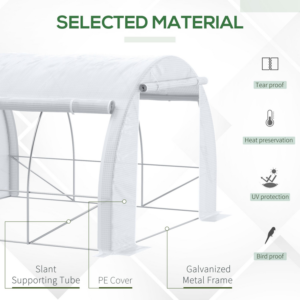 3 x 3 x 2 m Polytunnel Greenhouse Pollytunnel Tent w/ Steel Frame White