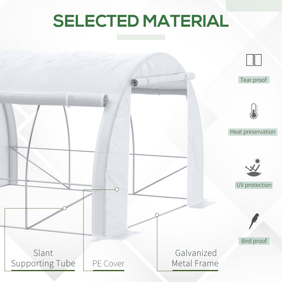 3 x 3 x 2 m Polytunnel Greenhouse Pollytunnel Tent w/ Steel Frame White