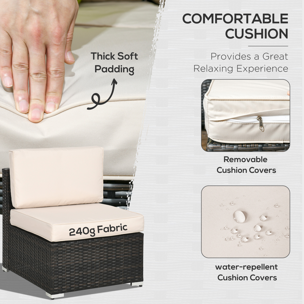 Outsunny 8 Pieces Patio Rattan Sofa Set Garden Furniture Set for Outdoor Brown