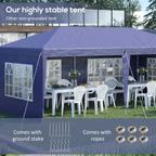 3 x 6m Heavy Duty Gazebo Marquee Party Tent with Storage Bag Blue