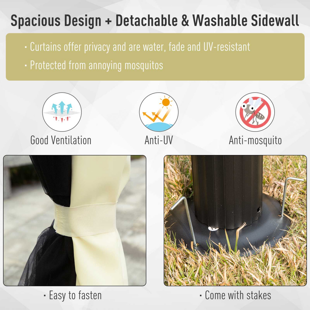 3m x 4m Vented Roof Aluminium Frame Gazebo Cream White