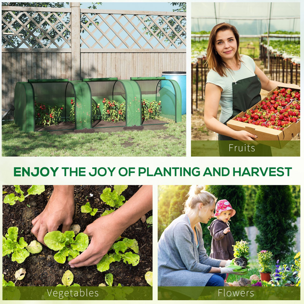 Tunnel Greenhouse Green Grow House Steel Frame Garden Backyard w/ Zipped Doors