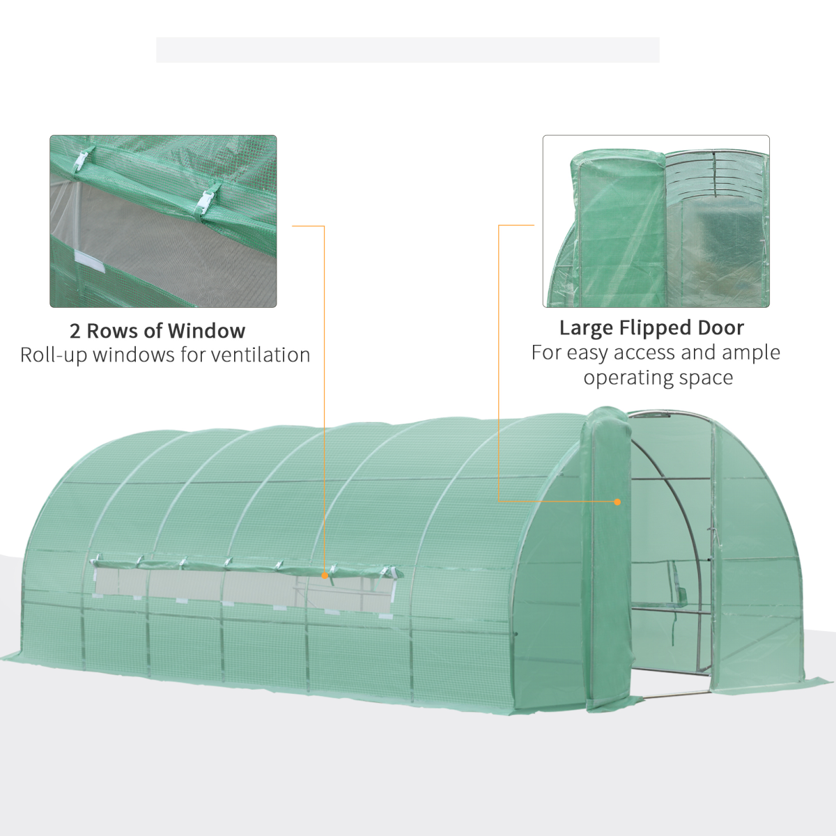 6 x 3M Reinforced Walk-in Polytunnel Garden Greenhouse Steel Frame