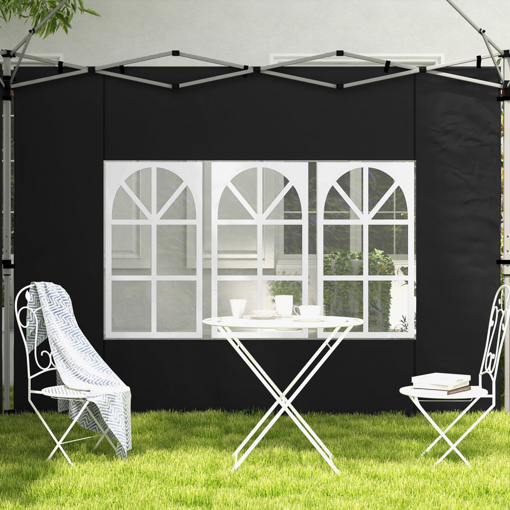 Outsunny Gazebo Side Panels for 3x3(m) or 3x4m Pop Up Gazebo, 2 Pack, Black