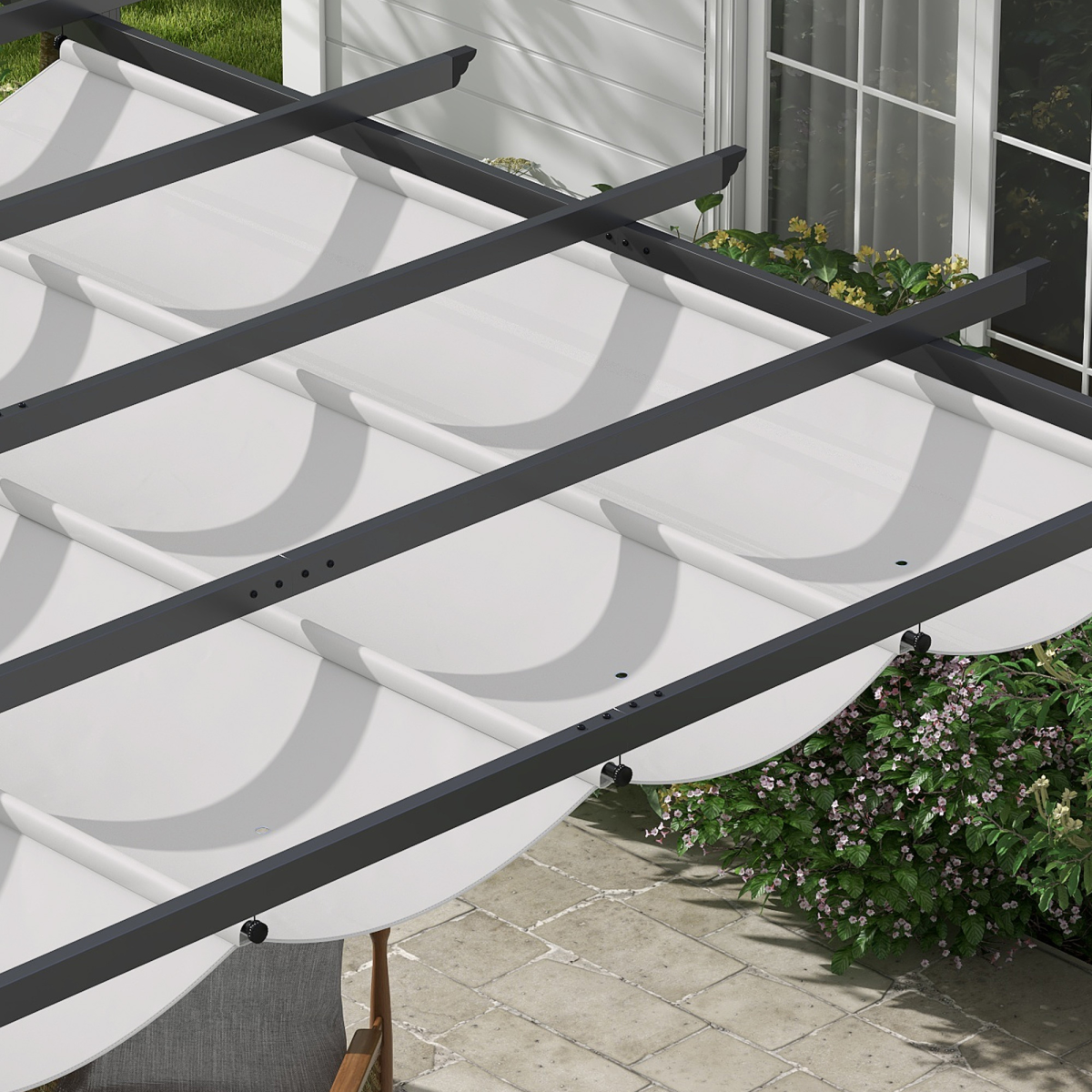Outsunny 3x3(m) Pergola Gazebo Sun Shade Shelter Aluminium Garden Canopy, Grey