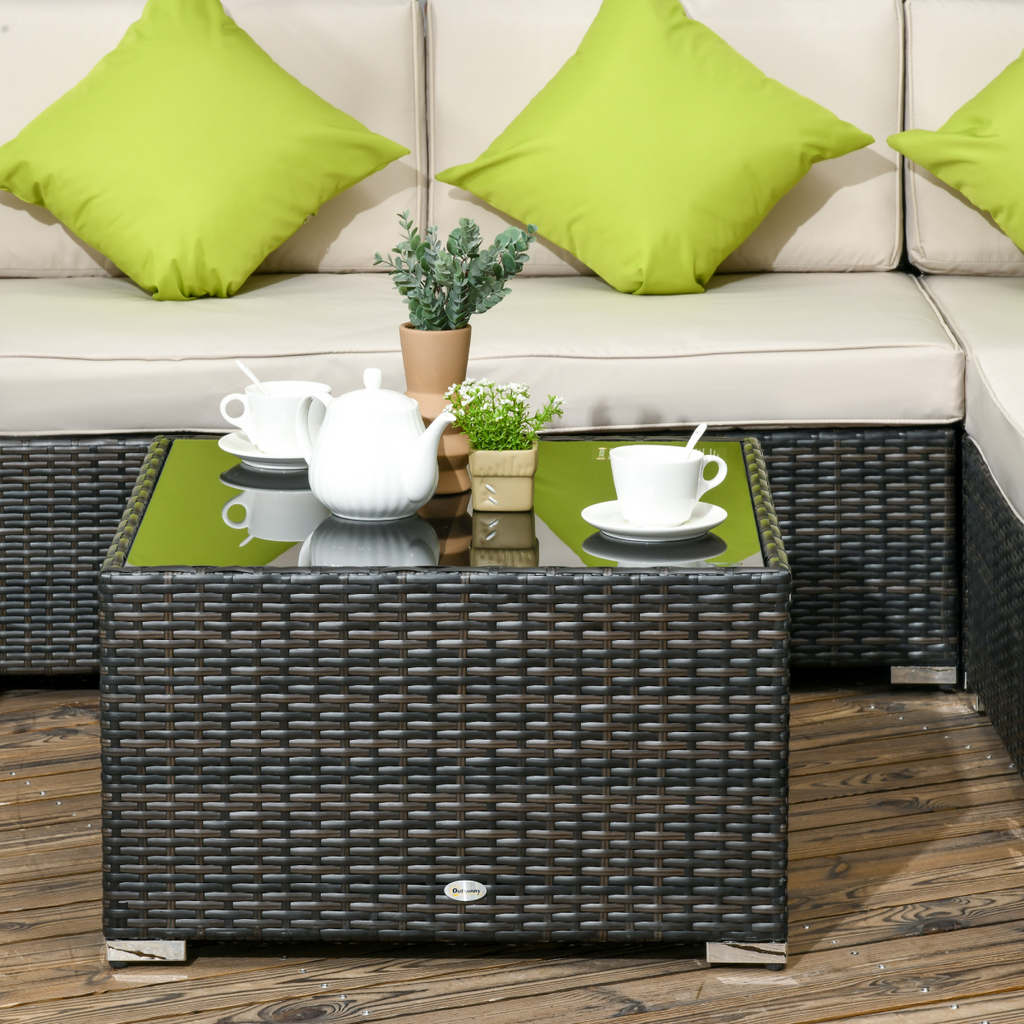 Outsunny 8 Pieces Patio Rattan Sofa Set Garden Furniture Set for Outdoor Brown