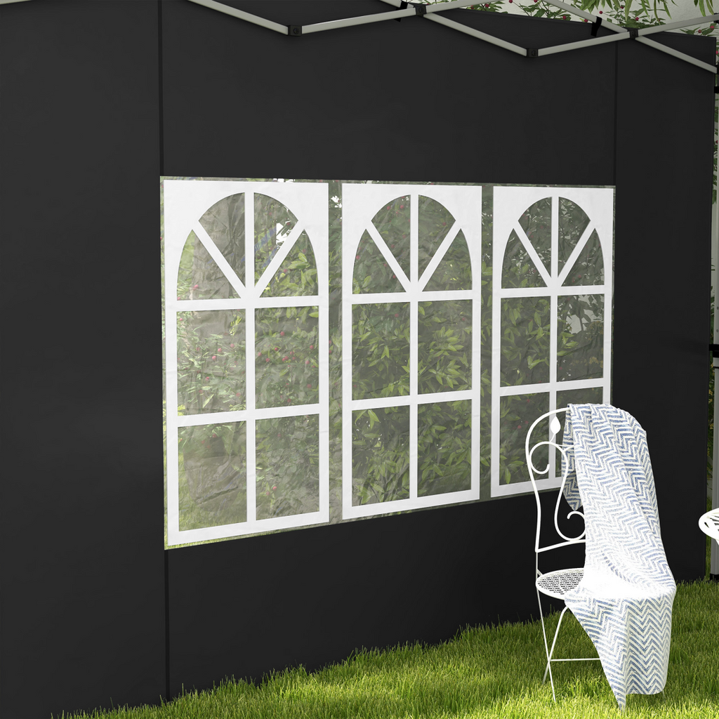 Outsunny Gazebo Side Panels for 3x3(m) or 3x4m Pop Up Gazebo, 2 Pack, Black
