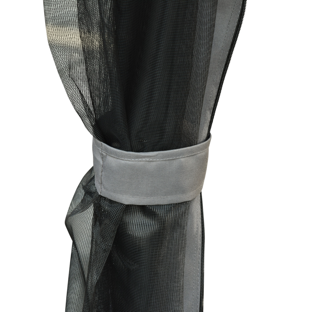 3 Seater Swing Chair Hammock Gazebo Double Tier Canopy, Cushioned Seat Grey