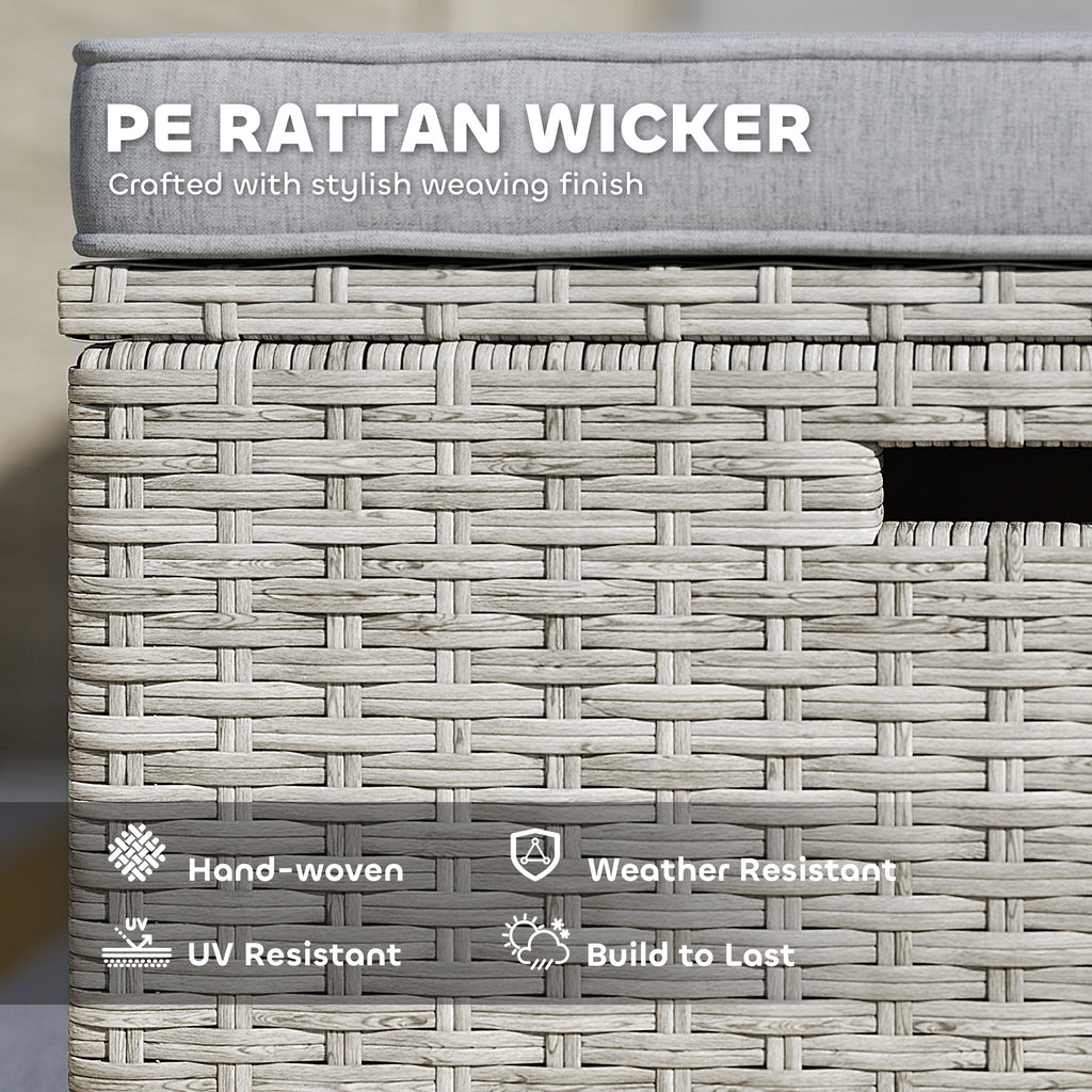 Outsunny 5 Piece Rattan Garden Furniture Set w/ Storage Table, Stools, Grey