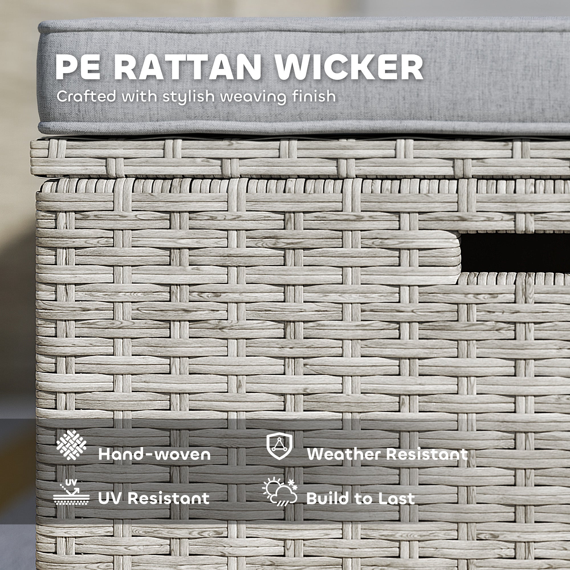 Outsunny 5 Piece Rattan Garden Furniture Set w/ Storage Table, Stools, Grey