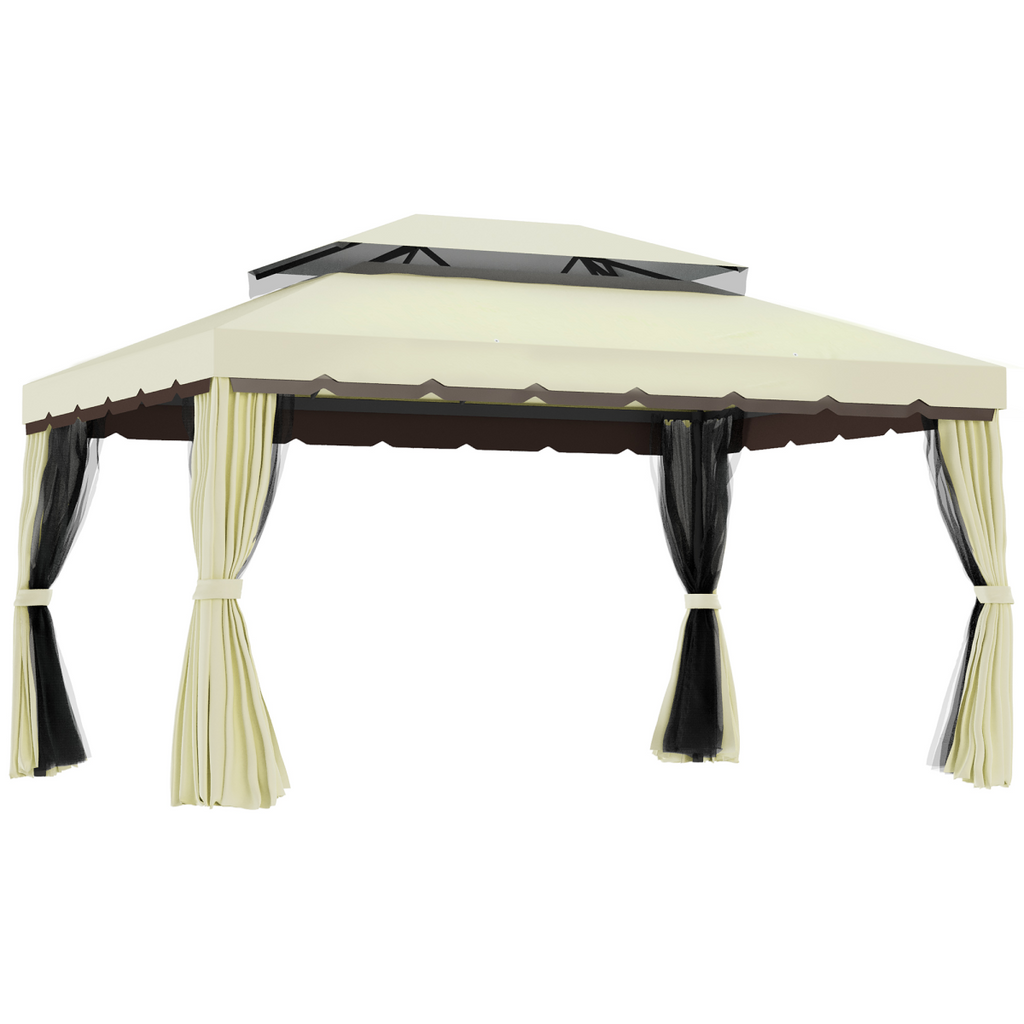 3m x 4m Vented Roof Aluminium Frame Gazebo Cream White