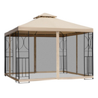 Outsunny 3x3m Outdoor Gazebo Tent W/Netting, 2-tier Roof